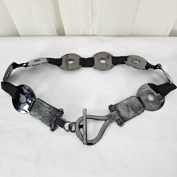 Sandy Duftler Accessories - Sandy Duftler Metal And Leather Ring Belt Large